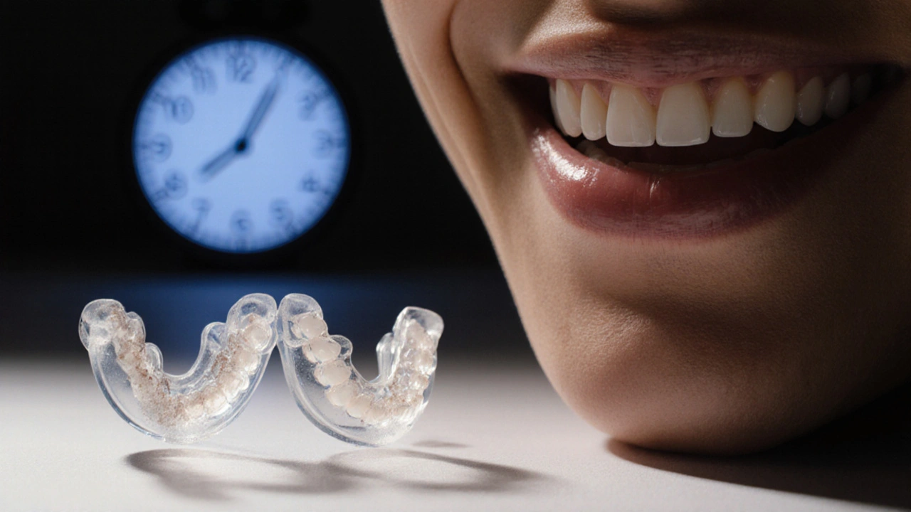Clean and neglected Invisalign aligners side by side, symbolizing treatment compliance.