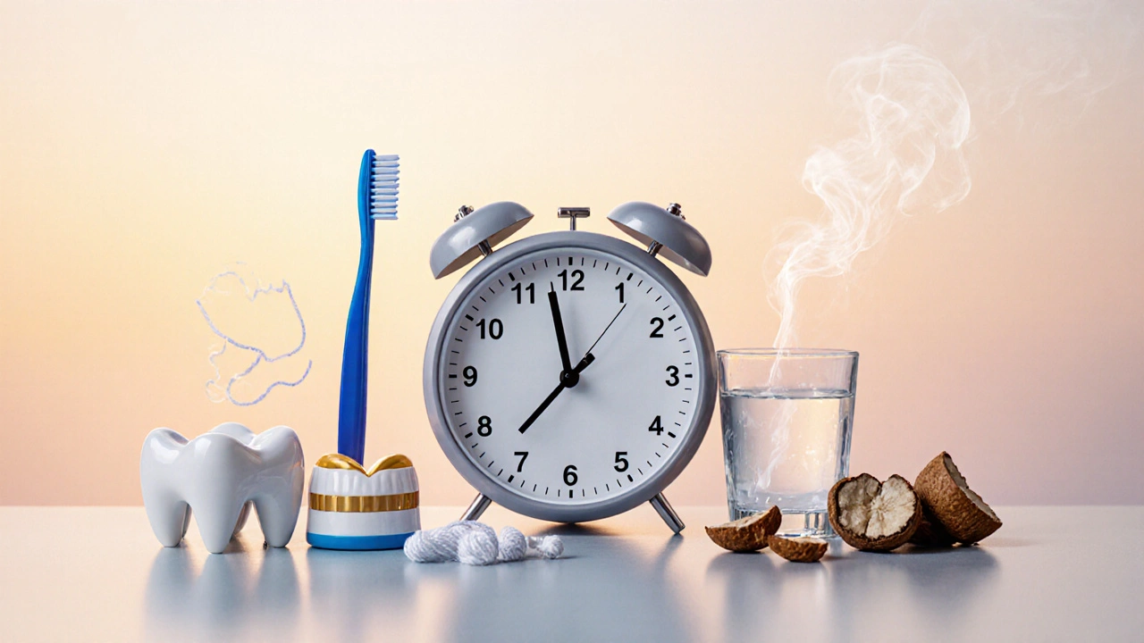 Keramická korunka spolu s symboly dlouhodobé péče a rizikových faktorů.