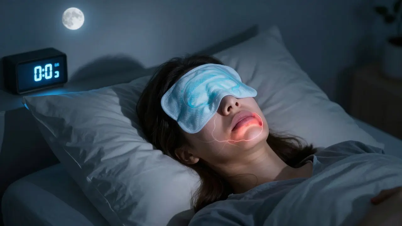 Nocí v posteli s chladným obkladem na tváři a zvednutou hlavou.