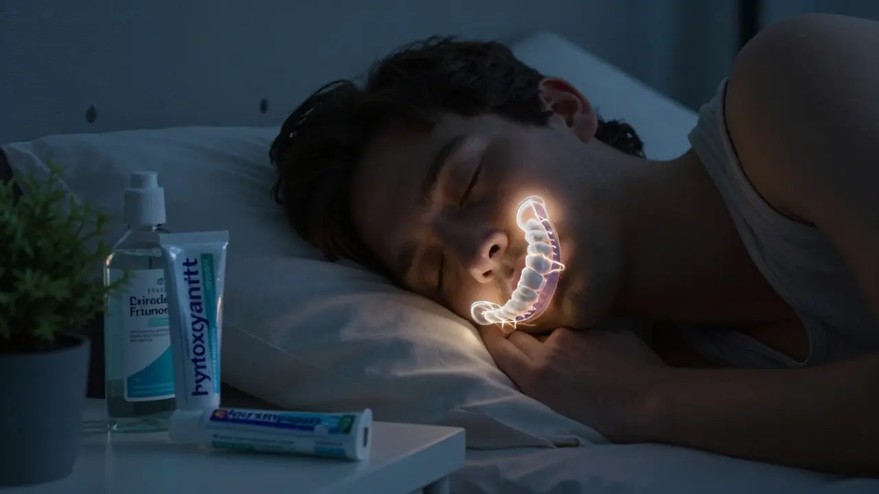 Noční ochranná štětina chrání zuby před skřípáním během spánku.