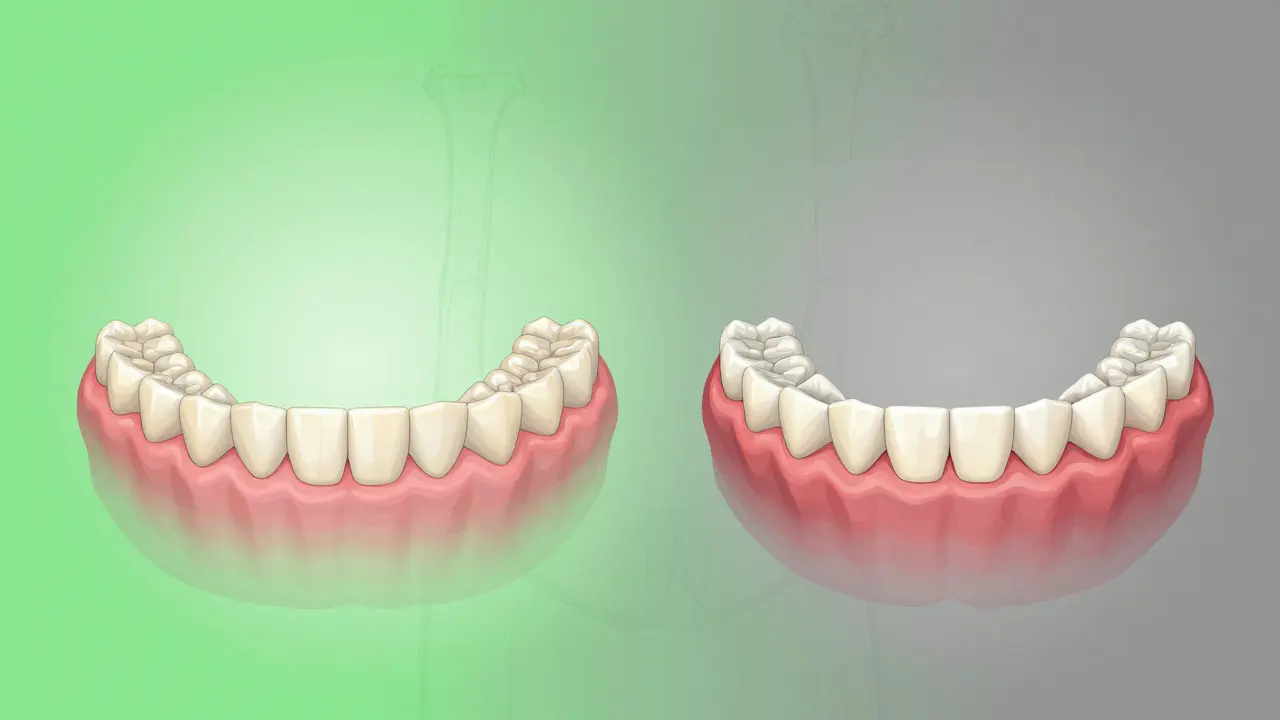 Porovnání zdravého a poškozeného vývoje zubů u dětí s vlivem ztráty mléčných zubů.