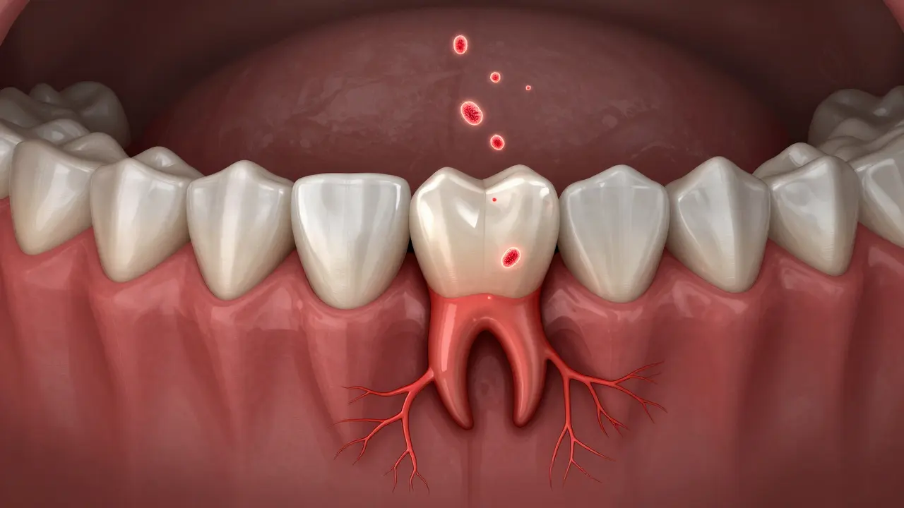 Vizualizace zánětu dásní a ztráty kosti pod dásní