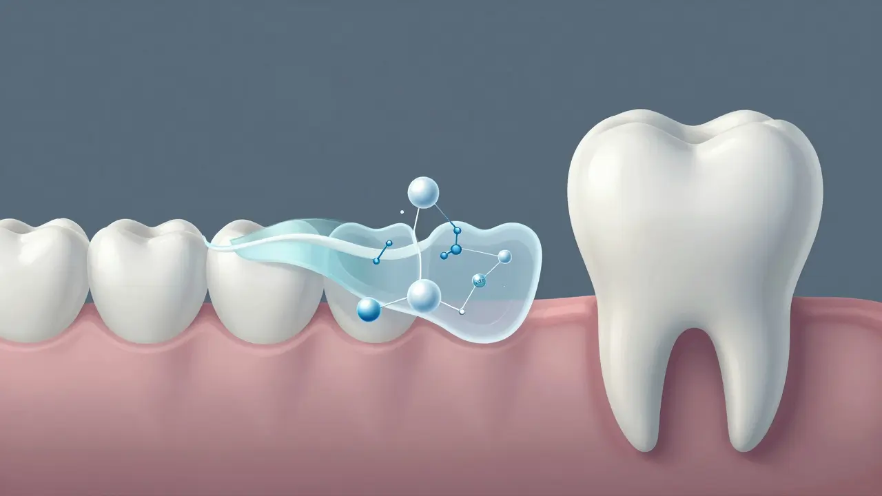 Zub s tenčící se sklovinou kvůli příliš častému bělení.