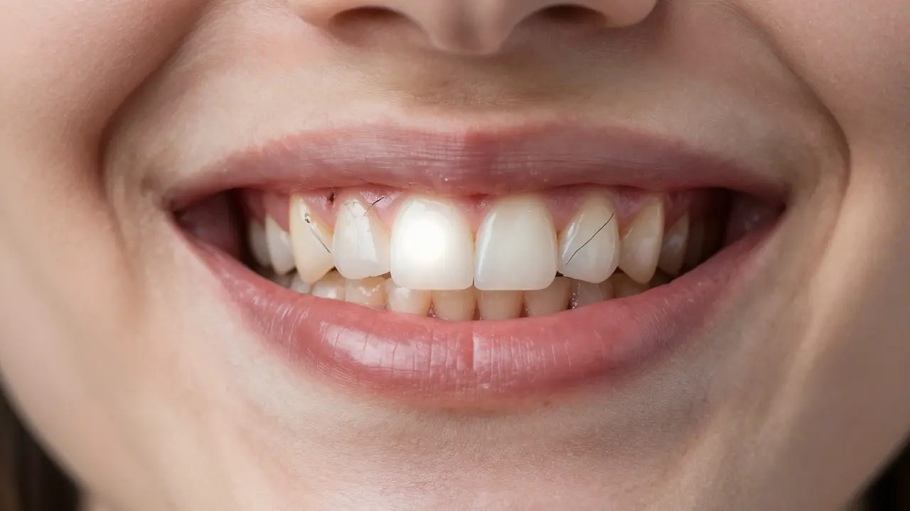 Transparent smile overlay showing composite filling in a tooth versus surrounding decay and damage.