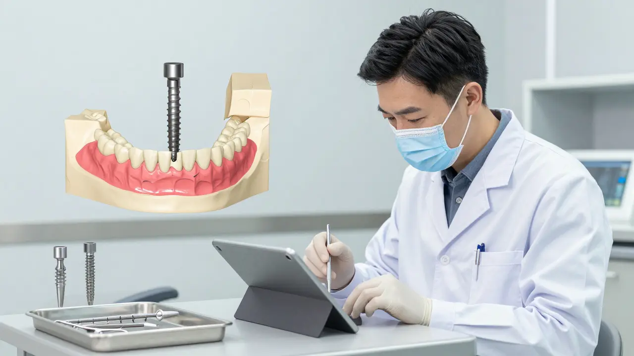 Zubní lékař plánuje kompletní rekonstrukci chrupu pomocí 3D technologie.