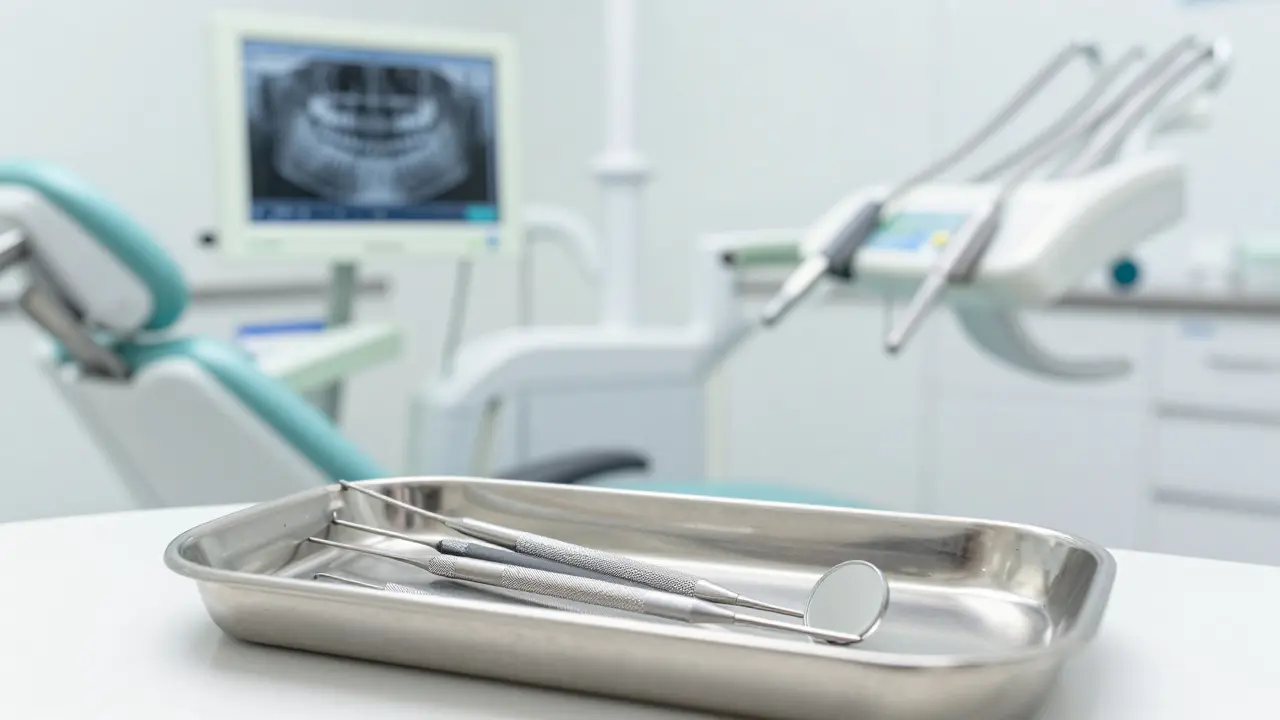 Profesionální nástroje pro endodontickou léčbu kanálků.