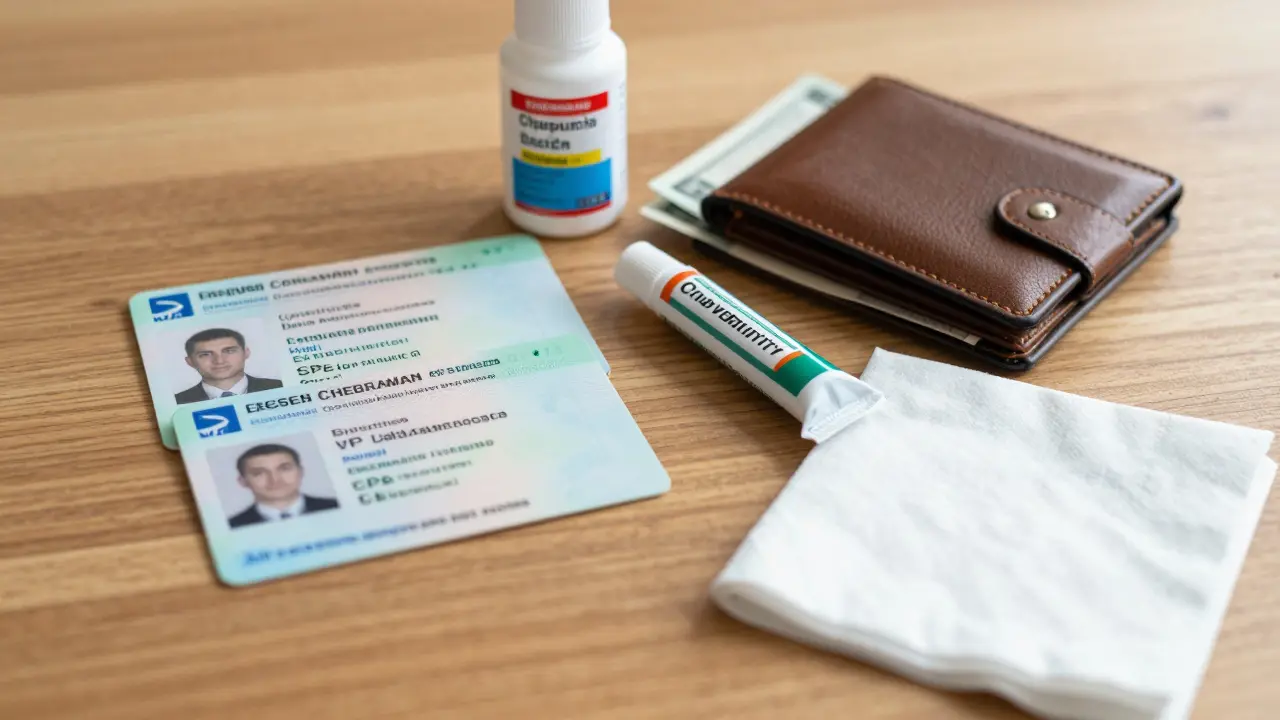 Doklady, peníze a léky připravené na pohotovost