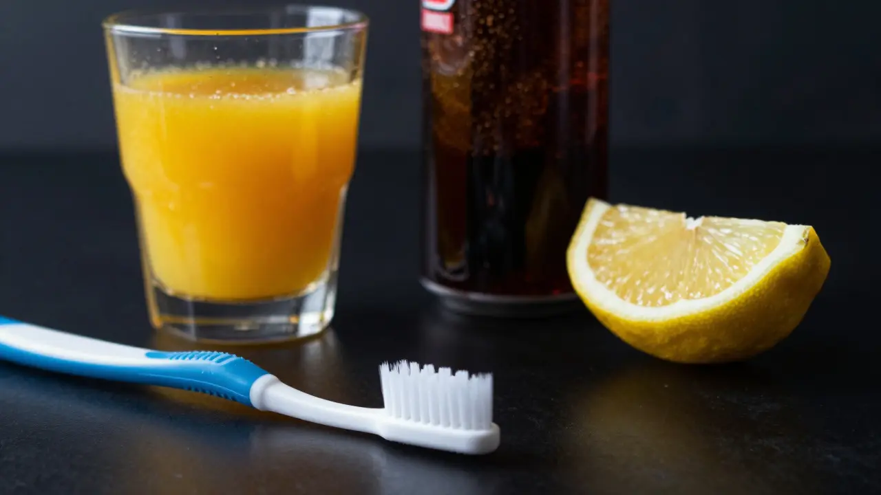 Sklenice džusu, limonáda a citron jako příčiny koroze zubů