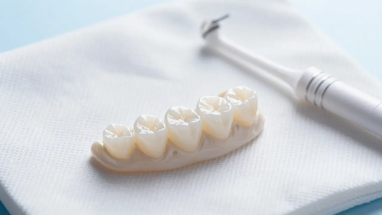 Keramický zubní můstek a hygienické pomůcky