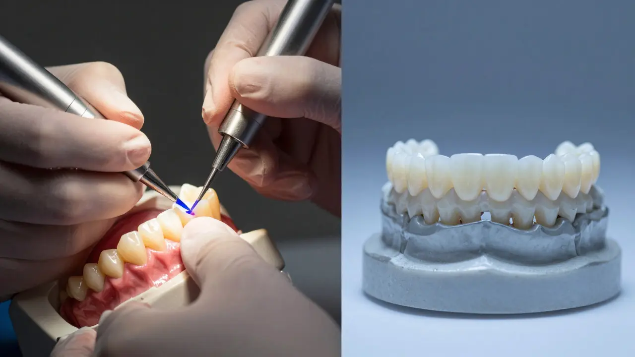 Srovnání aplikace kompozitu a keramické fazety v dentální praxi