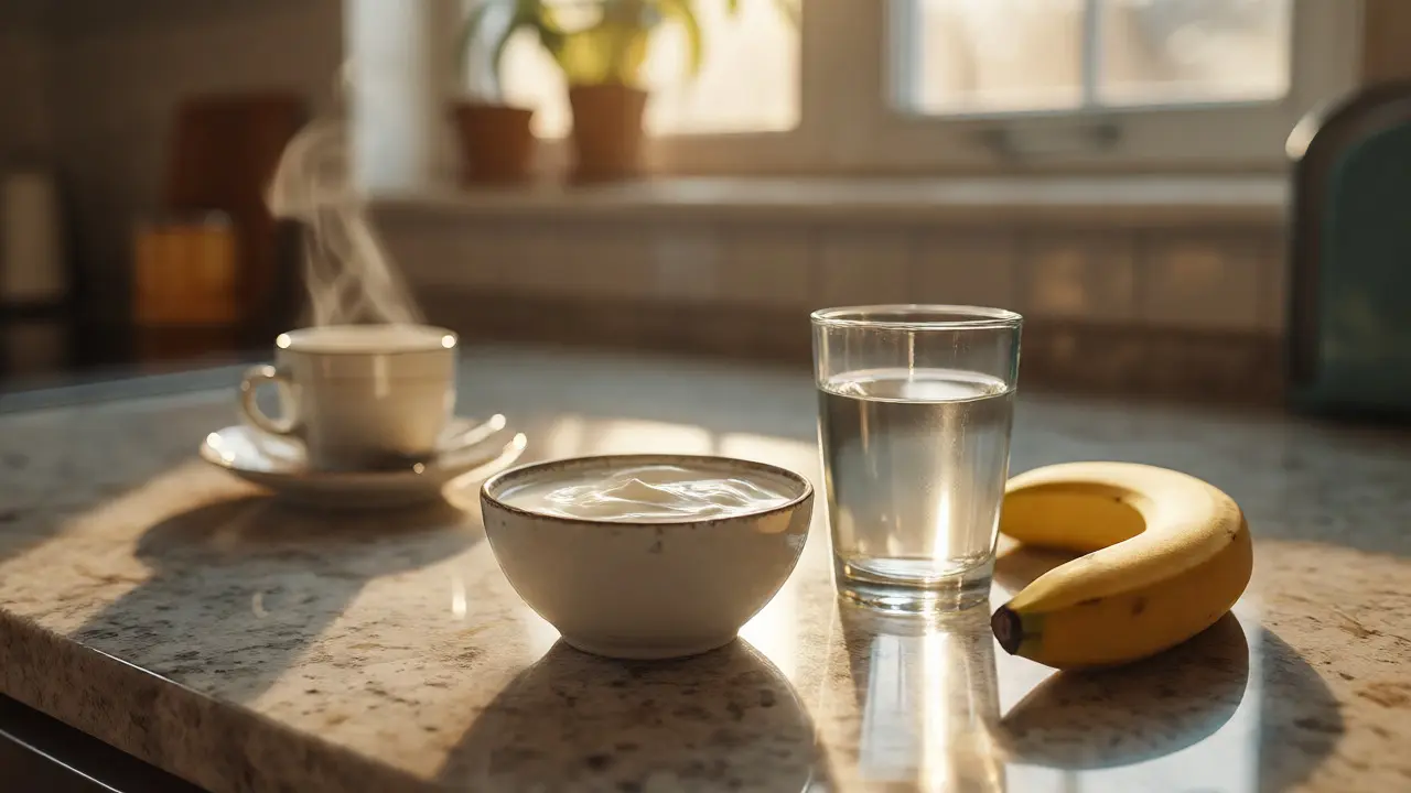 Jogurt, banán a voda jako bezpečná jídla po hygieně