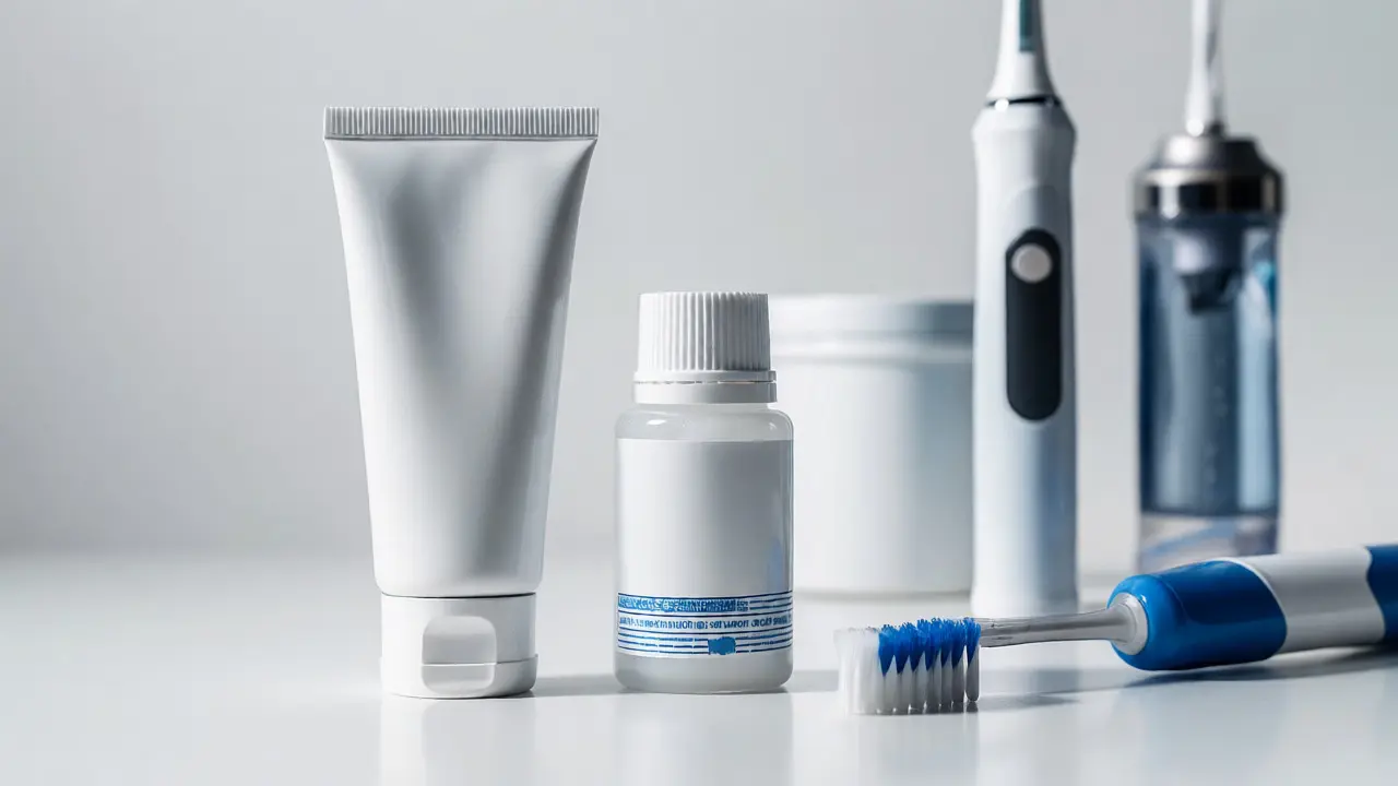 Pomůcky pro remineralizaci zubů: fluoridový gel a mezizubní kartáček